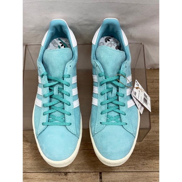 Adidas Campus 80s Mens Turquoise White Casual Lifestyle Suede Sneakers - Picture 3 of 11